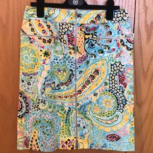 Carlisle Paisley Print Stretch Cotton Skirt Sz 6